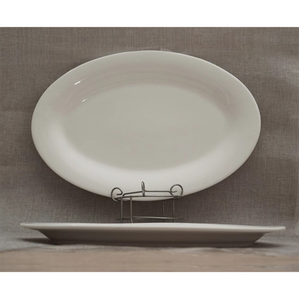 Piring Oval Keramik Porselen Putih Polos Awet Kaut Murah Tebal Tahan Panas Oven Premium Taniti 12" L
