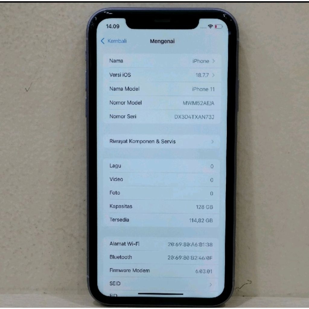 (N73J-431) IPHONE 11 RAM 128GB (INTER) AE/A, BATANGAN NO CHARGER