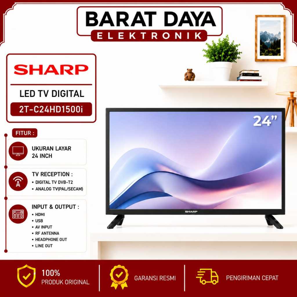 Led SHARP TV LED 24 inch SHARP LED TV 24 Inch HD Digital 24HD1500i USB Movie HDMI DVB-T2