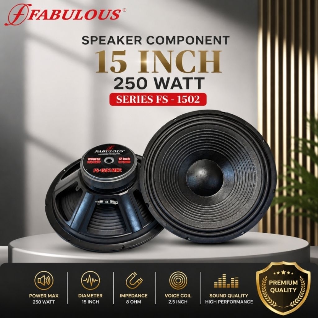 Subwoofer Speaker 15 Inch Fabulous FS-1502 MK2 Power 250 Watt 8 Ohm Woofer 15 Inch Double Coil Kompo