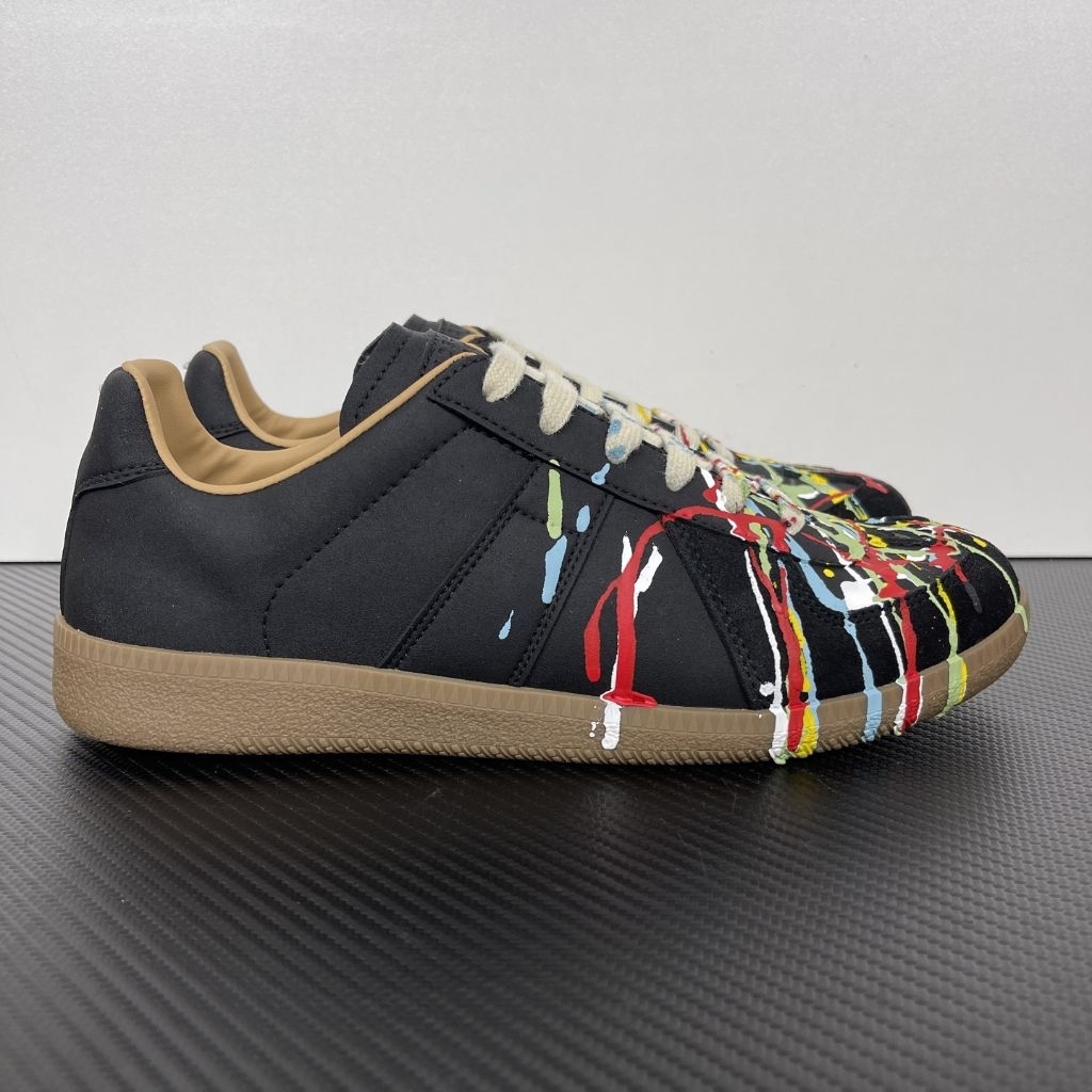 Maison Margiela GATS German Army Trainer Black Leather Paint