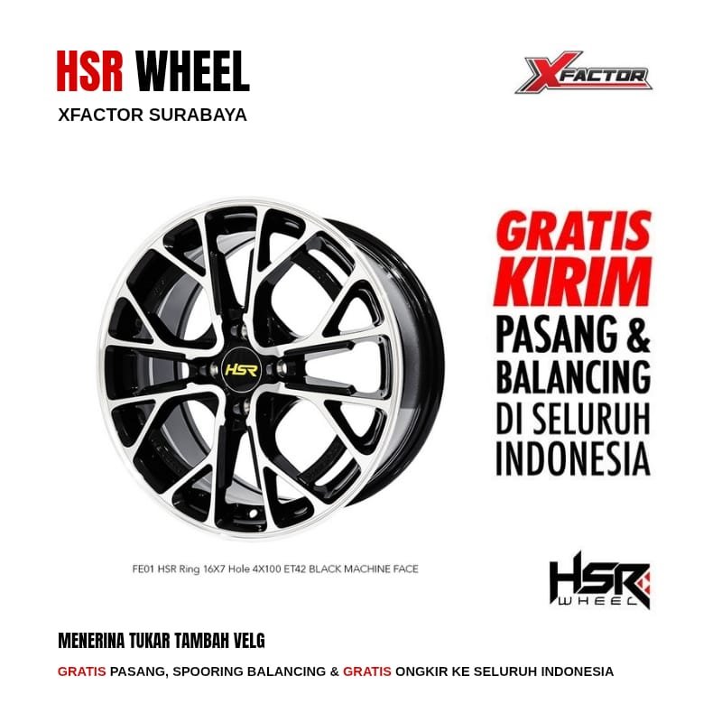 VELG MOBIL R16 HSR FE01 HSR R16X7 4X100 ET42 BMF 4 PCS VELG