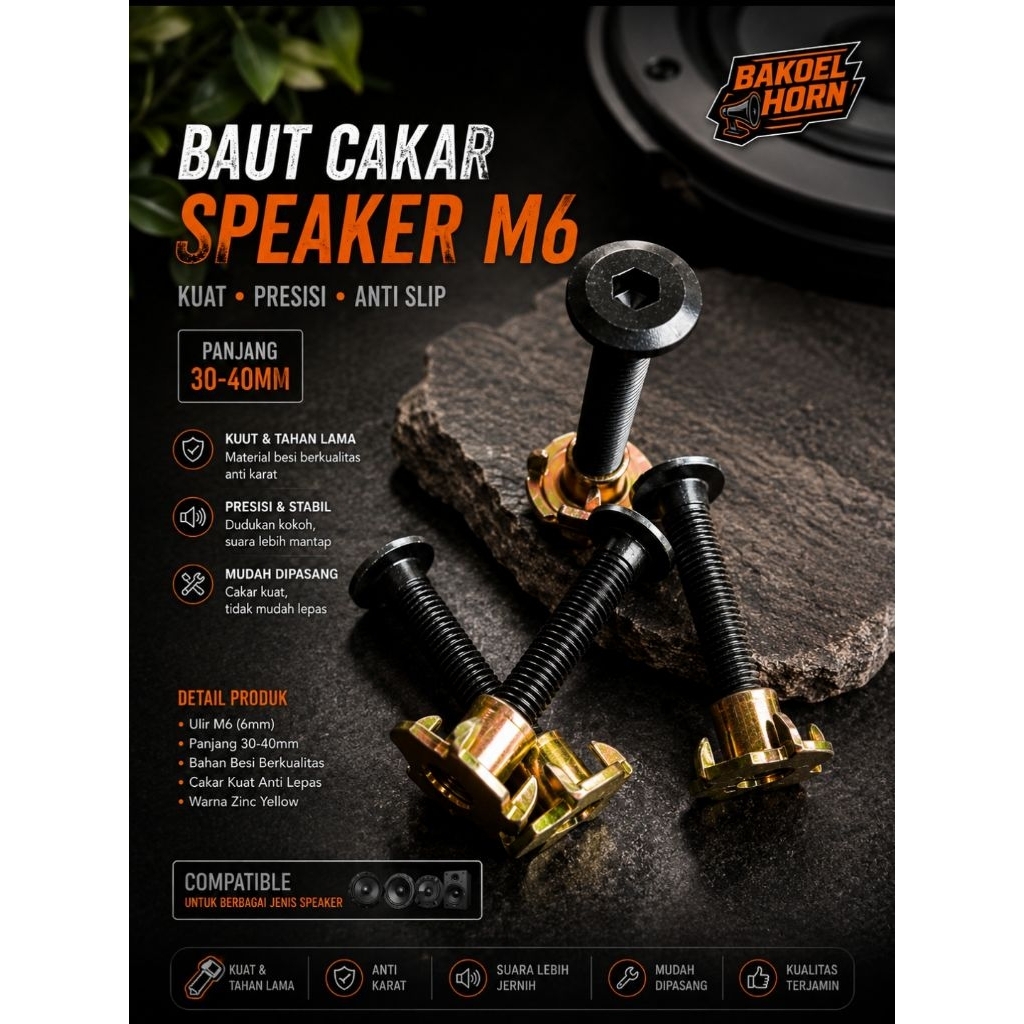 Baut cakar speaker JCBC M6 panjang 4cm baut cakar mur speaker furniture