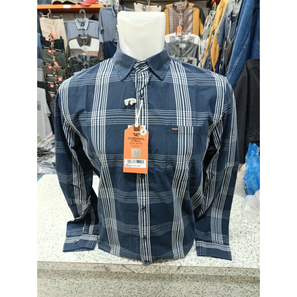 CARDINAL Kemeja Lengan Panjang Pria Katun Garansi Original EAKAI153