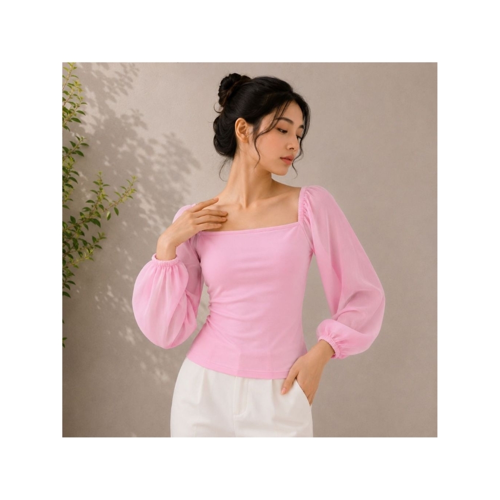 Sukma-Brianna Blouse Atasan Scuba Chiffon Sabrina 074