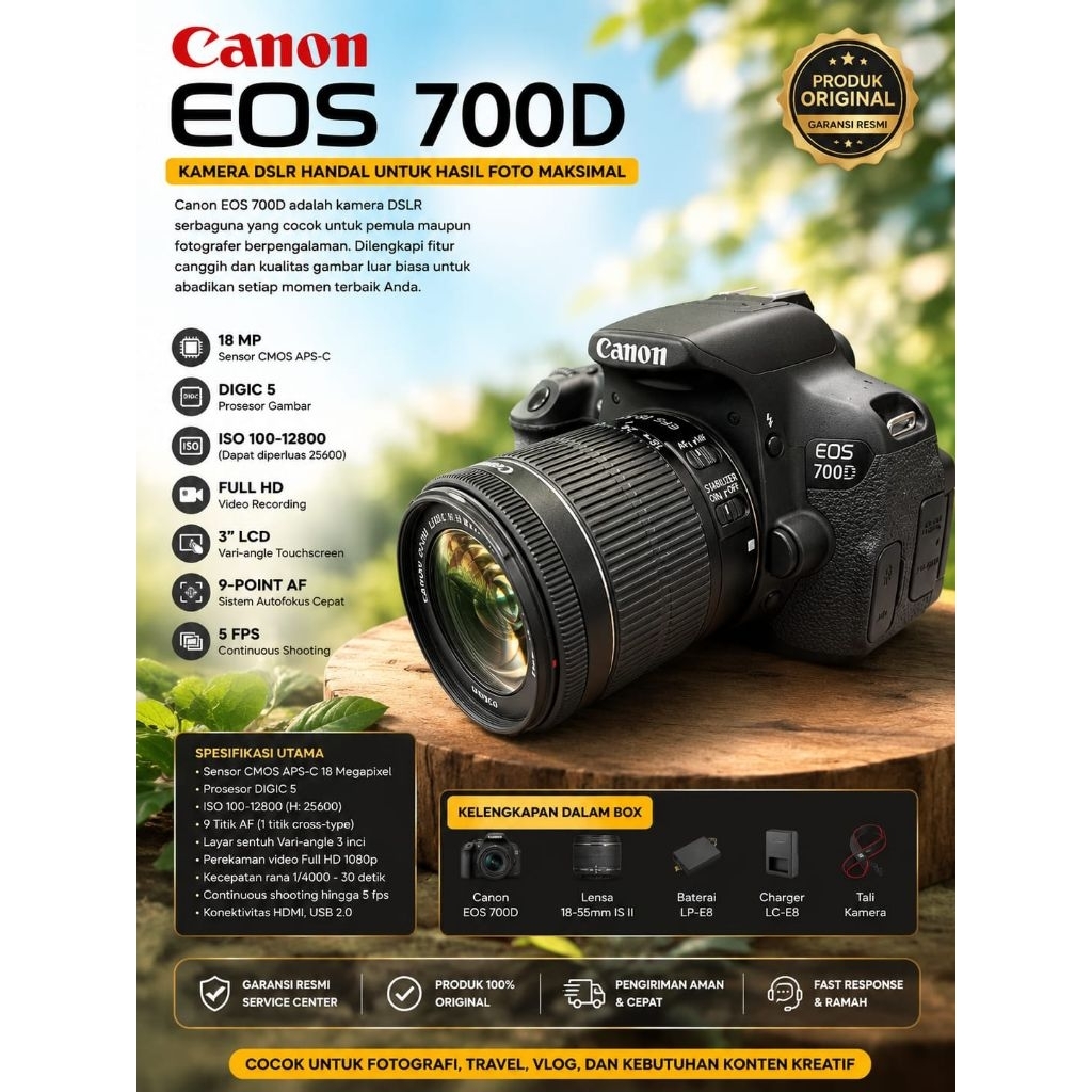 CANON DSLR 700D LENSA KIT
