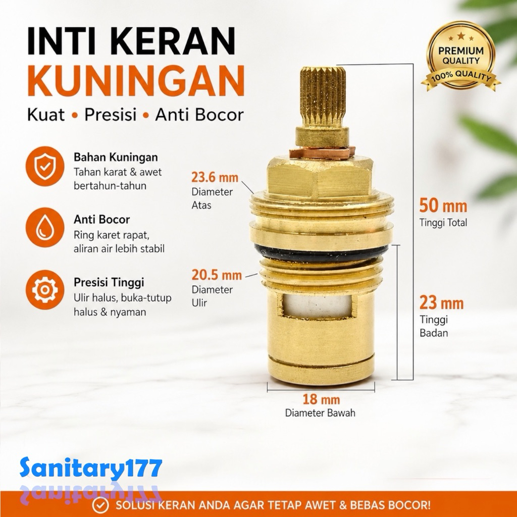 Jantung kran GD 50mm-acc spare part accesoris keran tembok angsa cabang tembok jumbo gede tebal besa