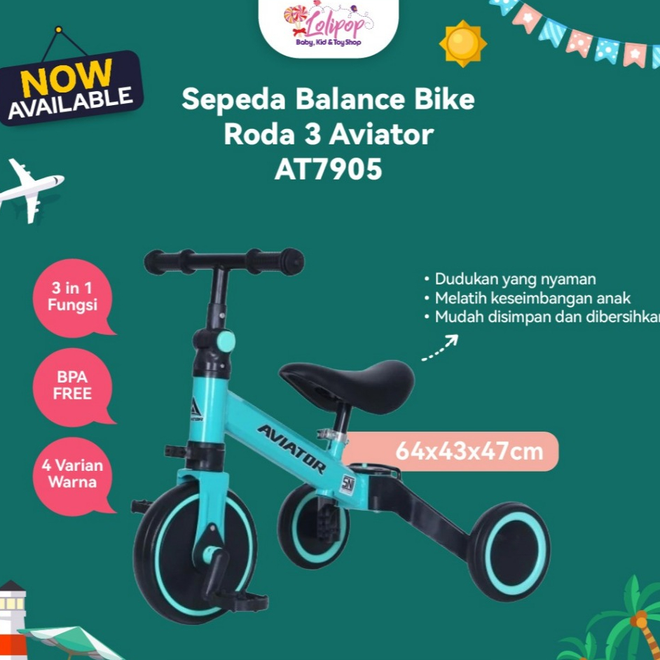 Aviator Sepeda Balance Bike Roda 3 Aviator AT 7905