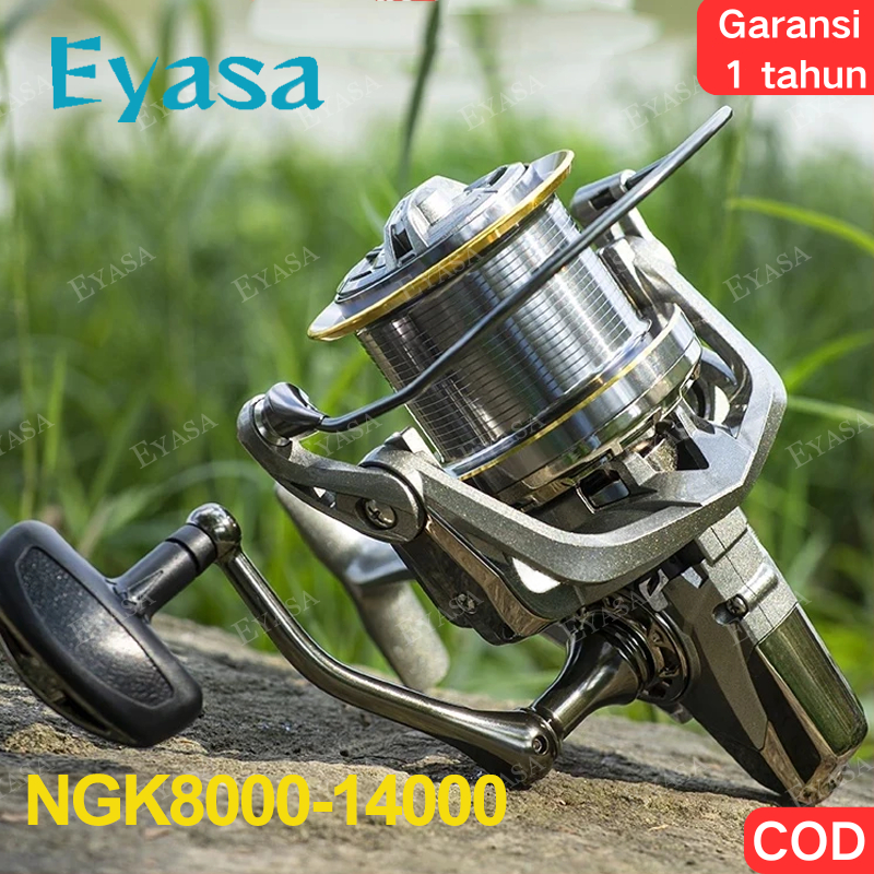 [COD] NGK Reel Pancing Laut 10000 12000 14000,Spinning Reel Drag 20KG Metal Spool RellPower Handel R