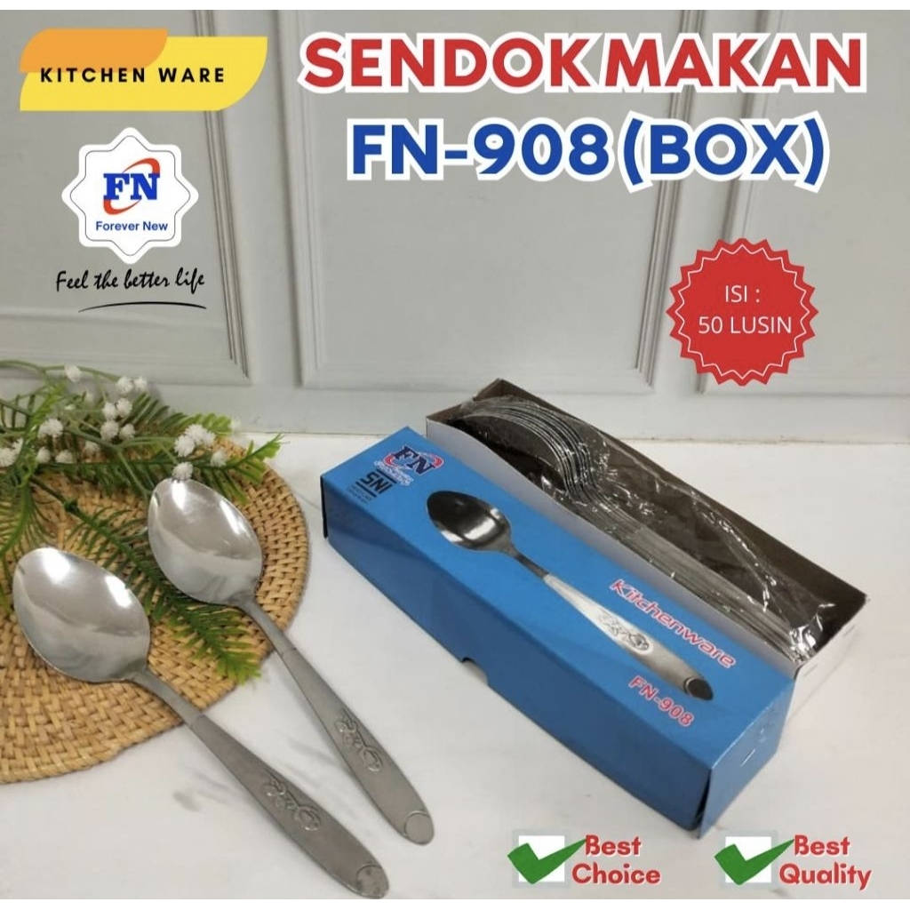 SENDOK MAKAN TEBAL STAINLESS STELL FN/SENDOK MAKAN MOTIF FN BOX