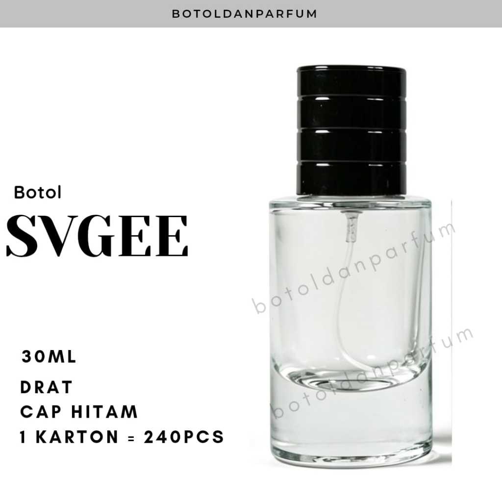 Botol Parfum Kaca SVGEE 30ml Tutup Hitam Drat - Botol Parfum Kosong svggee 30ml - Botol Parfum Refil