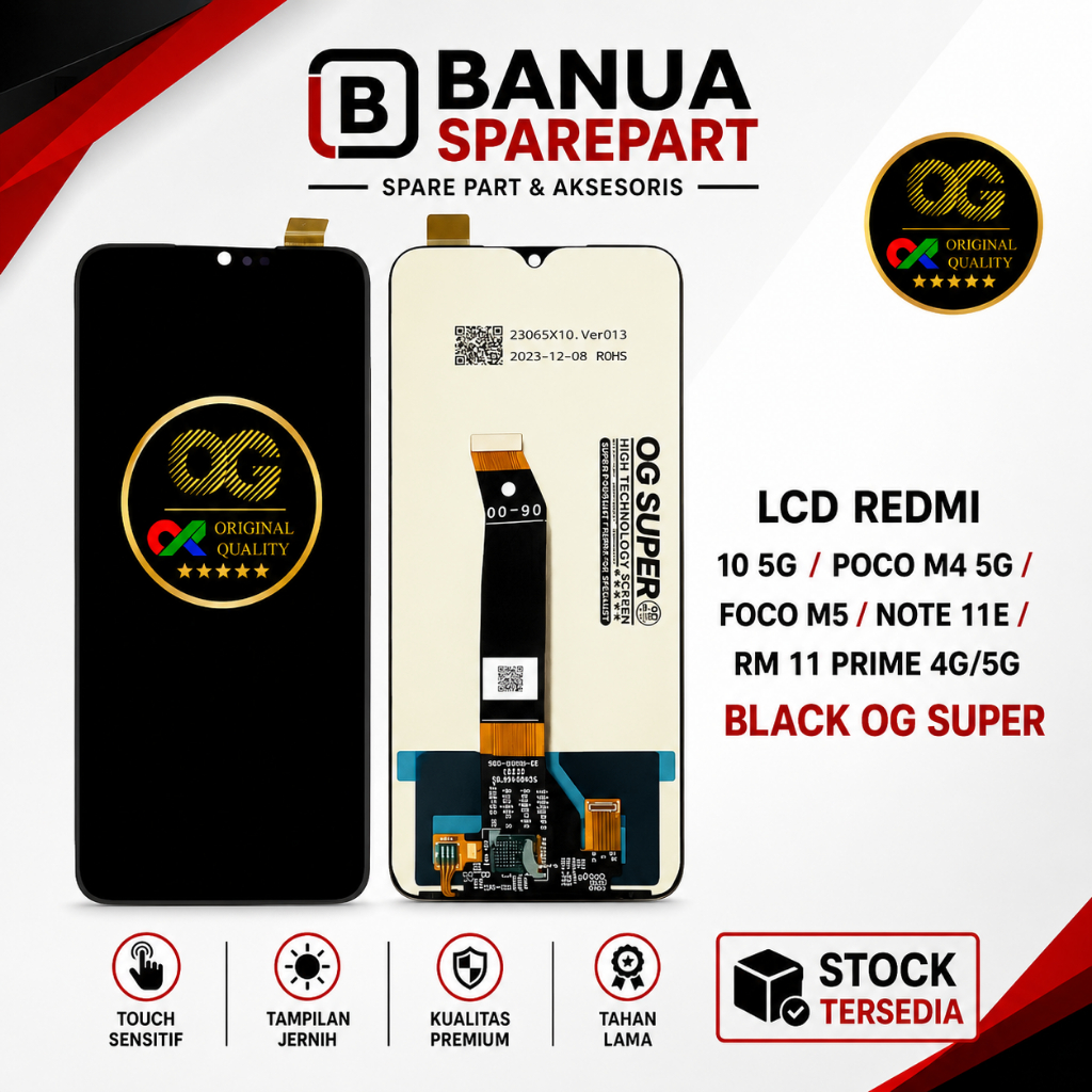 LCD REDMI 10 5G/FOCO M4 5G/FOCO M5/REDMI NOTE 11E 4G/5G/REDMI 11 PRIME ORIGINAL BLACK BY OG SUPER
