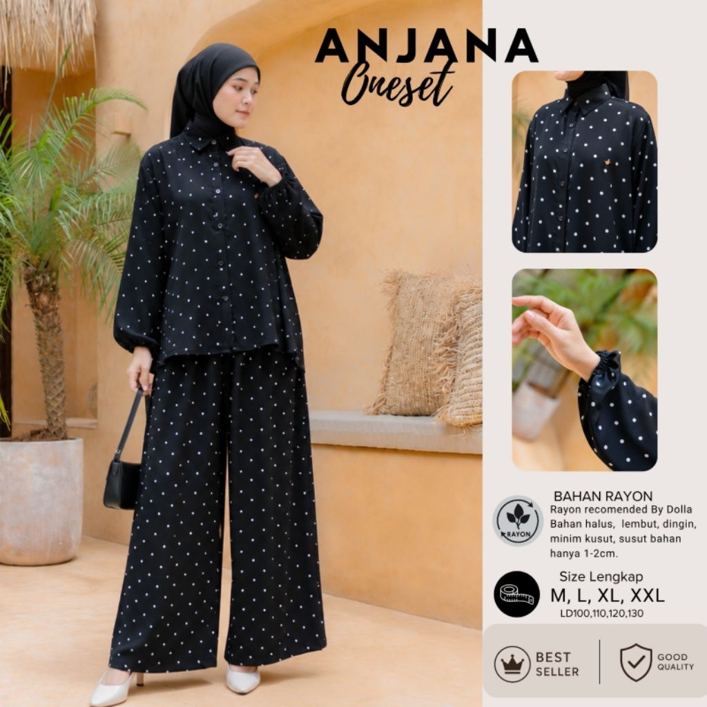 By Dolla - Anjana Oneset - Baju Oneset Wanirta Muslim Rayon Adem Harian Oeset Celana Kulot