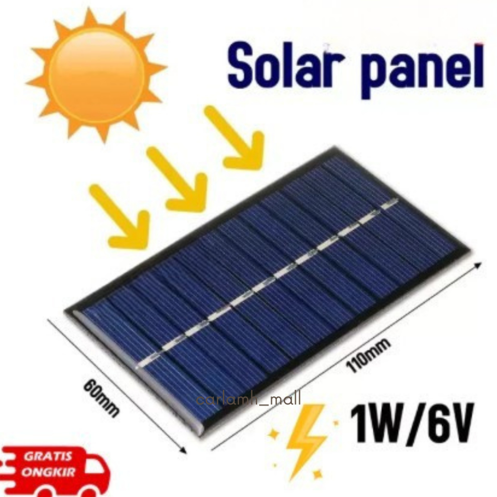 READY Panel Surya Solar Cell Mini 6 Volt 1W Cas HP Powerbank 18650 DIY / Portable DIY Solar Charger 