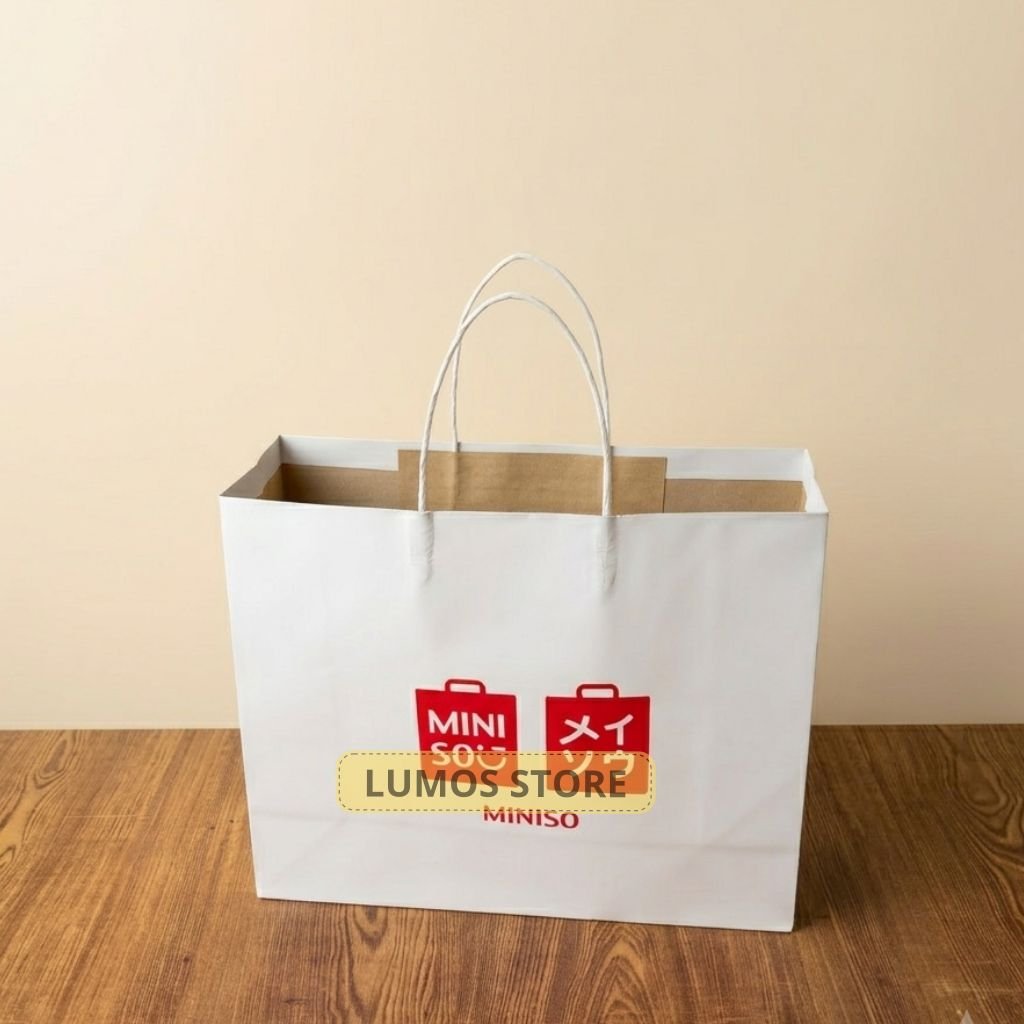 Paper Bag Miniso Landscape Putih Tas Kado Hadiah Hampers