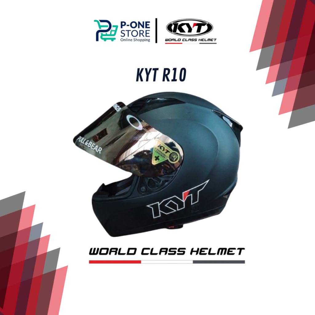 [ preloved ] Helm KYT R10 Original Black doff Full Face, Kaca Visor Iridium Chrome