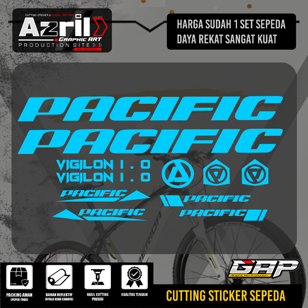 Sticker Sepeda MTB Pasific list sepeda pacific