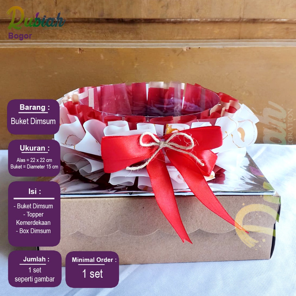 1 set Buket dimsum Kosongan Edisi Kemerdekaan Box Topper/ Buket wadah Donat makanan tumpeng mini dia