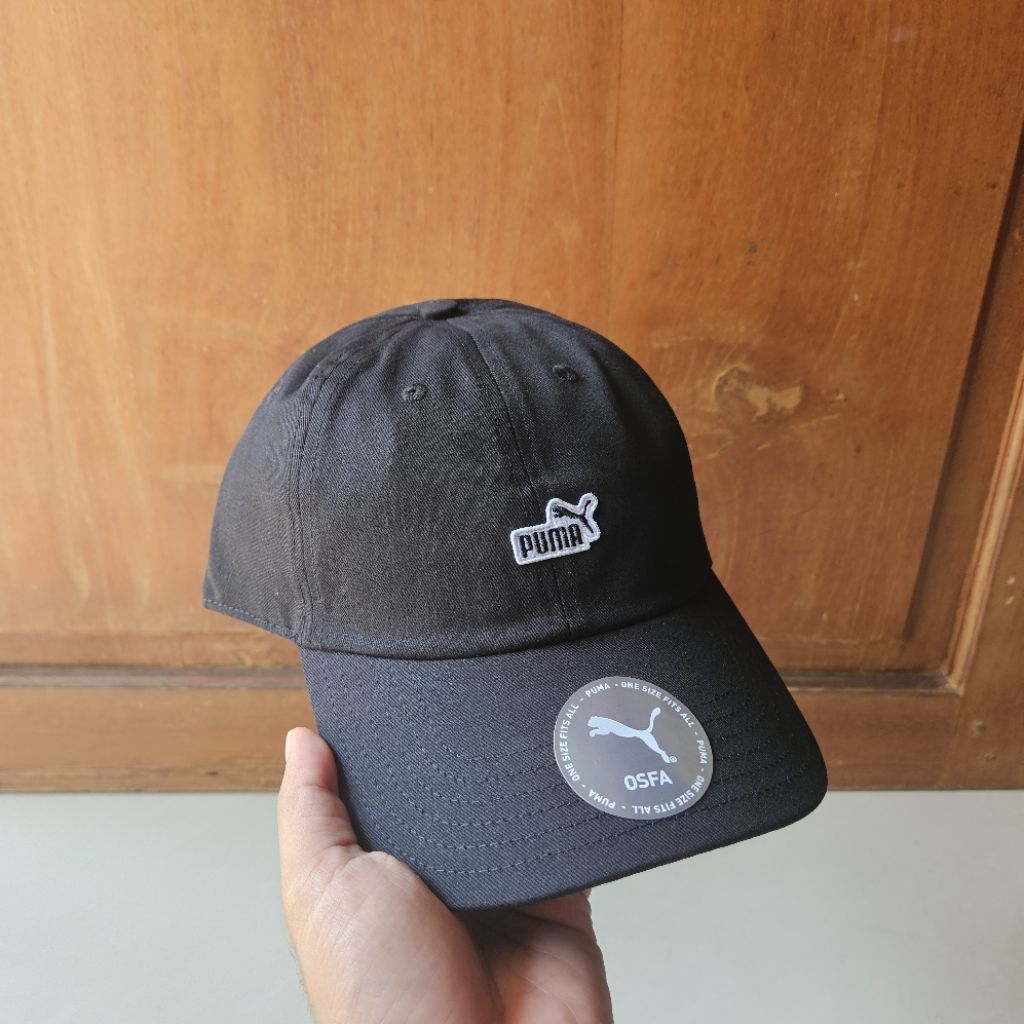 Topi Puma Essentials Dad Cap - Black / Topi Branded Hitam Unisex / Topi Hitam Pria Wanita /Topi Meta