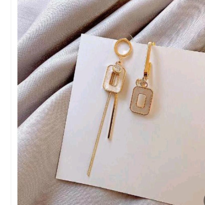 Anting Wanita Kotak Elegan Panjang Style Korea, Warna Emas #98