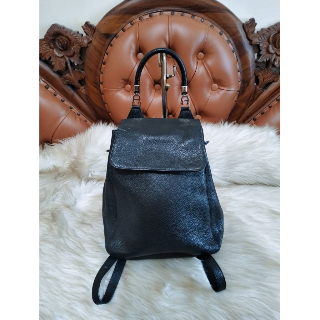 Aigner Black Leather Backpack Bag