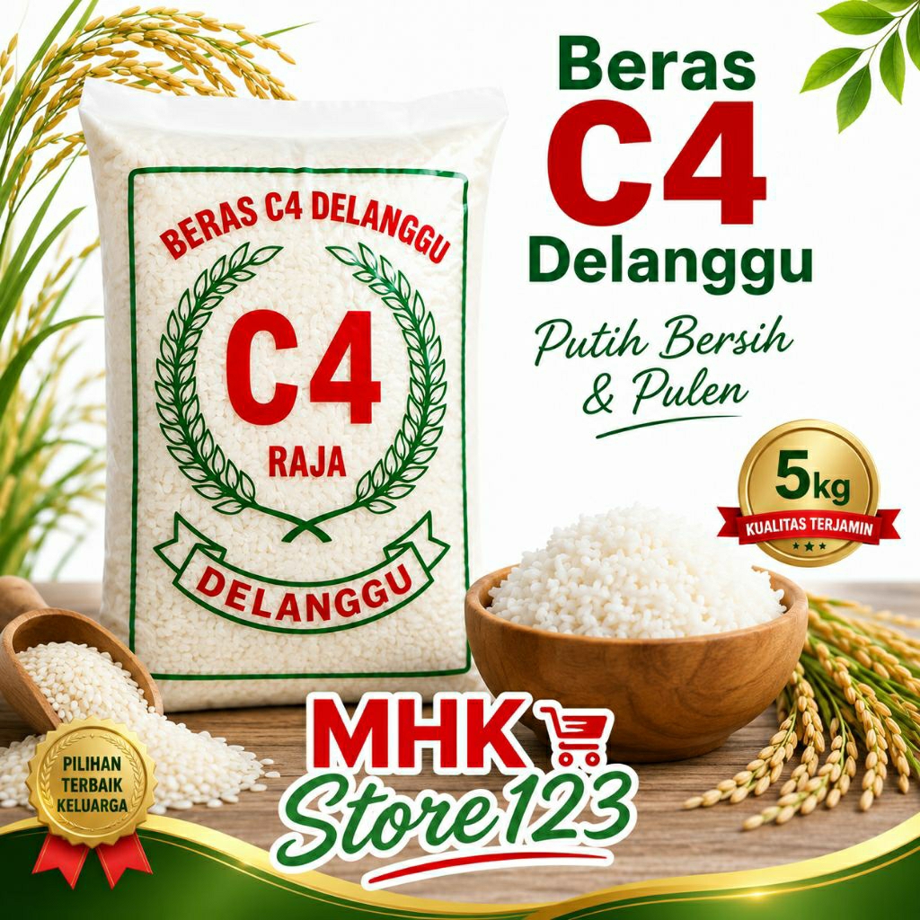 Beras Raja C4 Delanggu 5kg,4kg,3kg,2kg,1kg