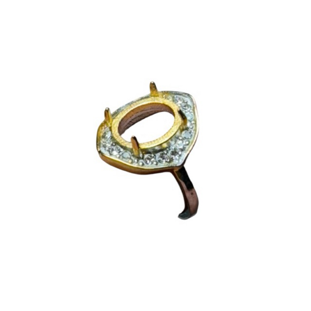 RCWT-212 Ring cincin batu permata emban cangkang alpaka wanita 12x10mm