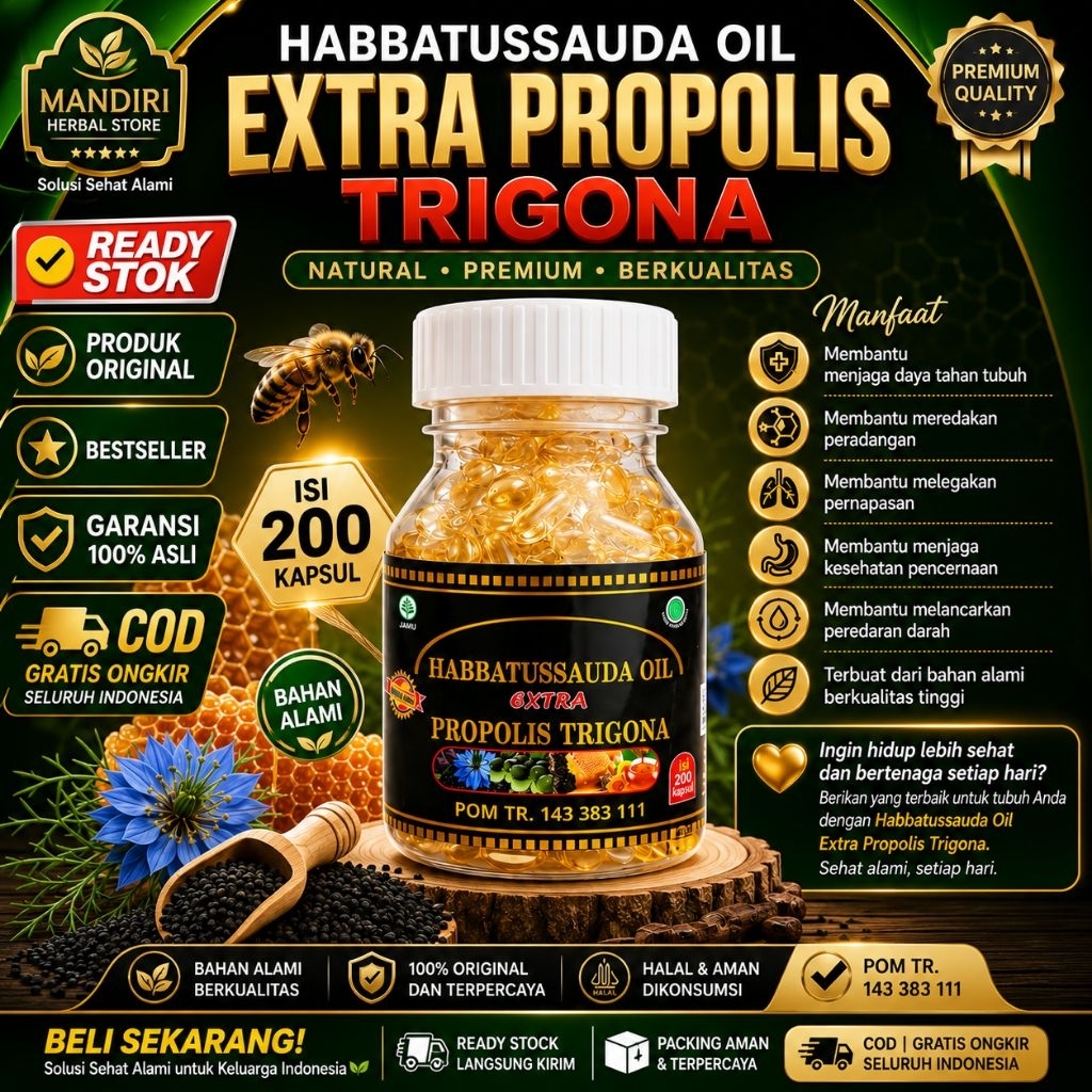 HABBATUSSAUDA OIL EXTRA PROPOLIS TRIGONA 200 KAPSUL ORIGINAL