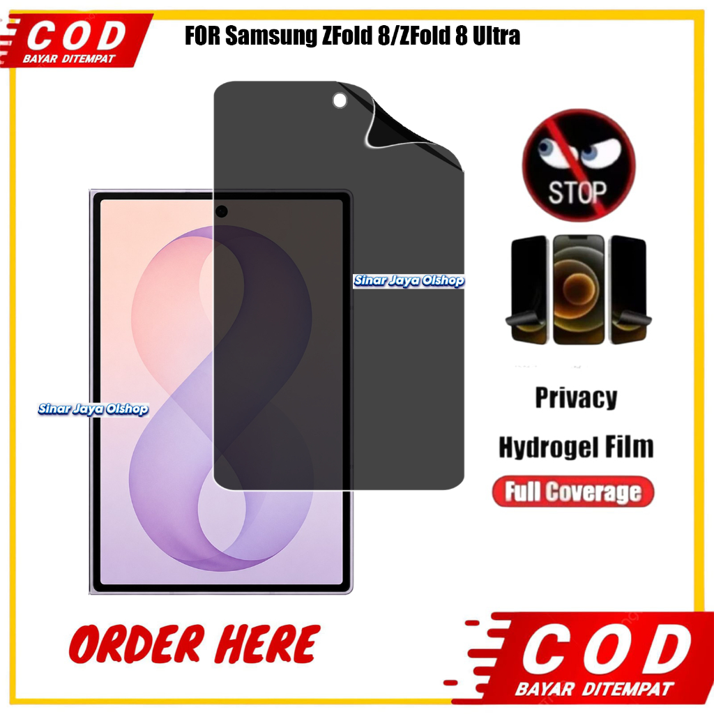 Hydrogel Clear/Spy Samsung Galaxy Z Fold 8/ Z Fold 8 Ultra Anti Gores Anti Jamur Depan Belakang Hp