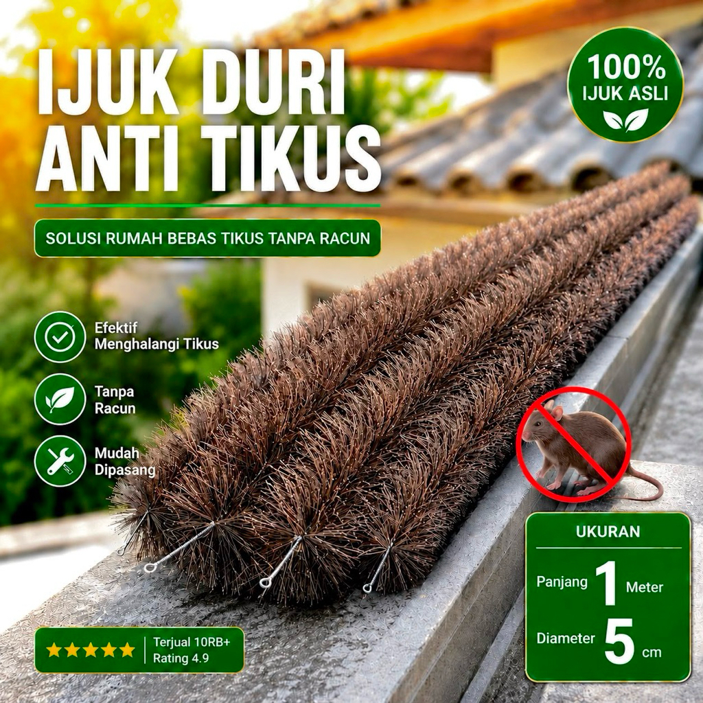 SM Ijuk Duri Anti Tikus 1 Meter Diameter 5cm | Pengusir Tikus Atap Rumah Talang Genteng Penghalang T