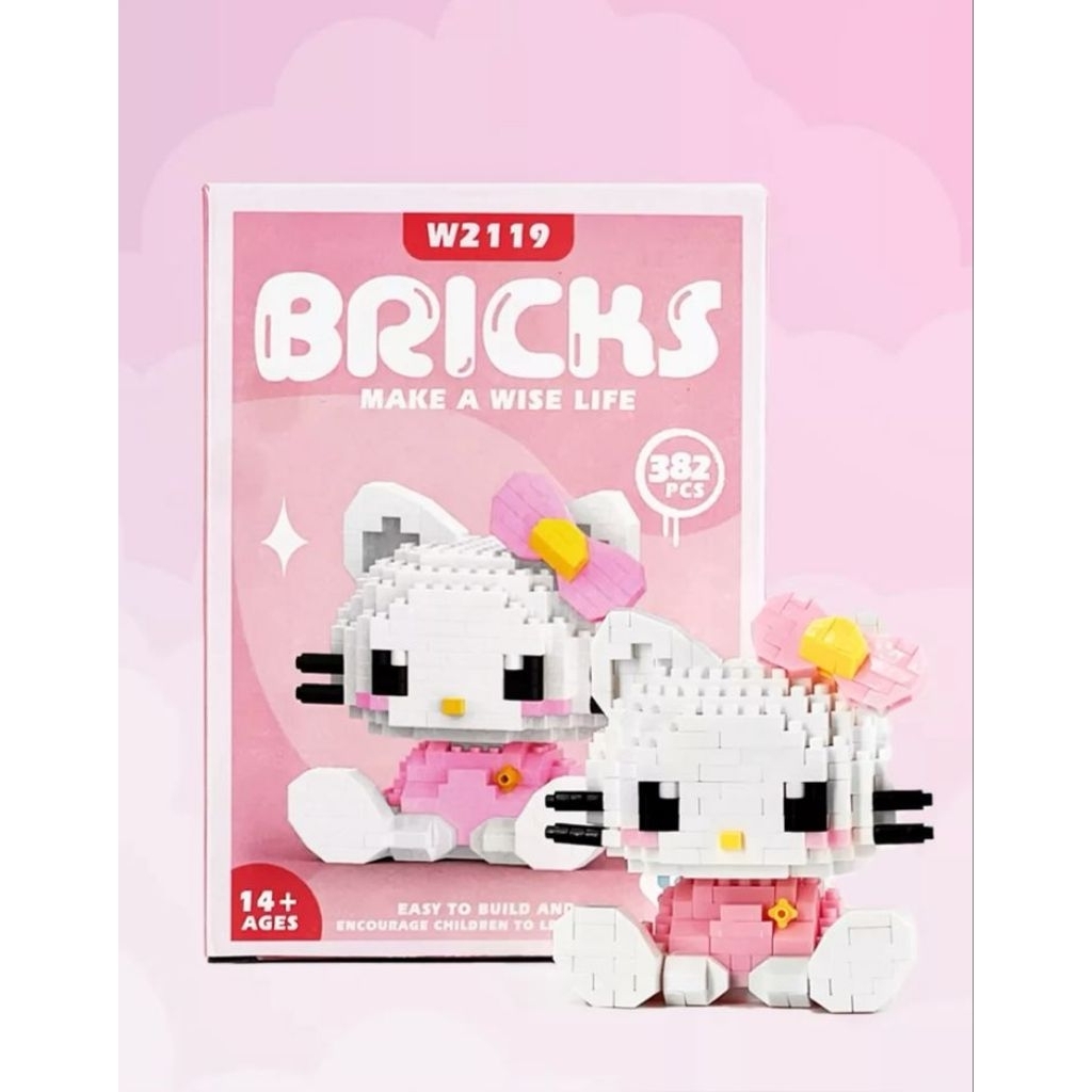 Mainan Bongkar Pasang Hello Kitty - 151 Pcs Mico Brick (RJ - W2601 17)