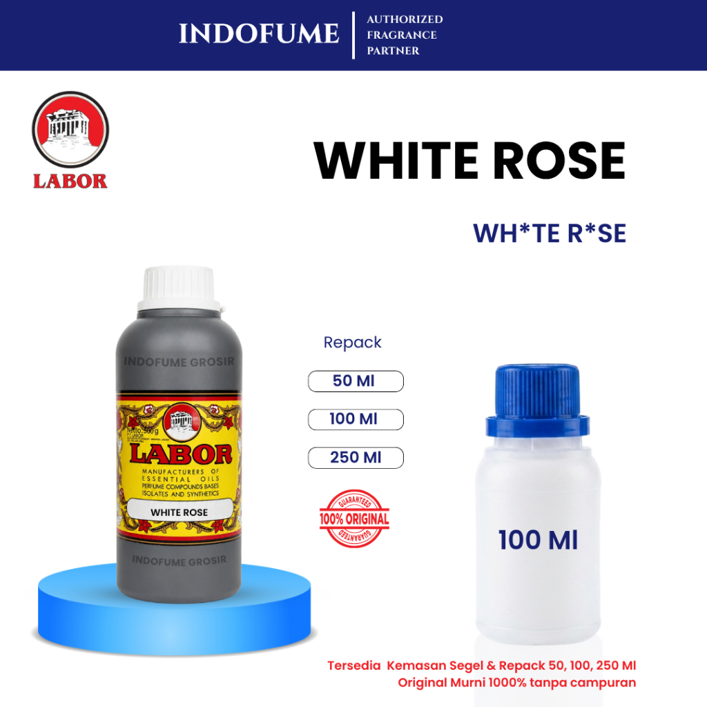 REPACK | WHITE ROSE - LABOR | Bibit Parfum | Botol Parfum | Indofume Grosir Pekanbaru