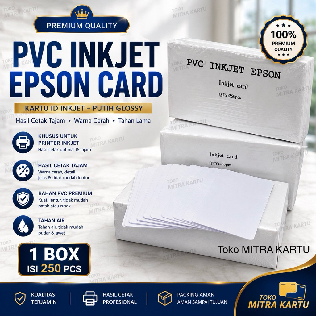 ID CARD INKJET, INKJET PVC BLANKCARD,KARTU INKJET,PVC EPSON,PVC INKJET CARD isi 250 pcs