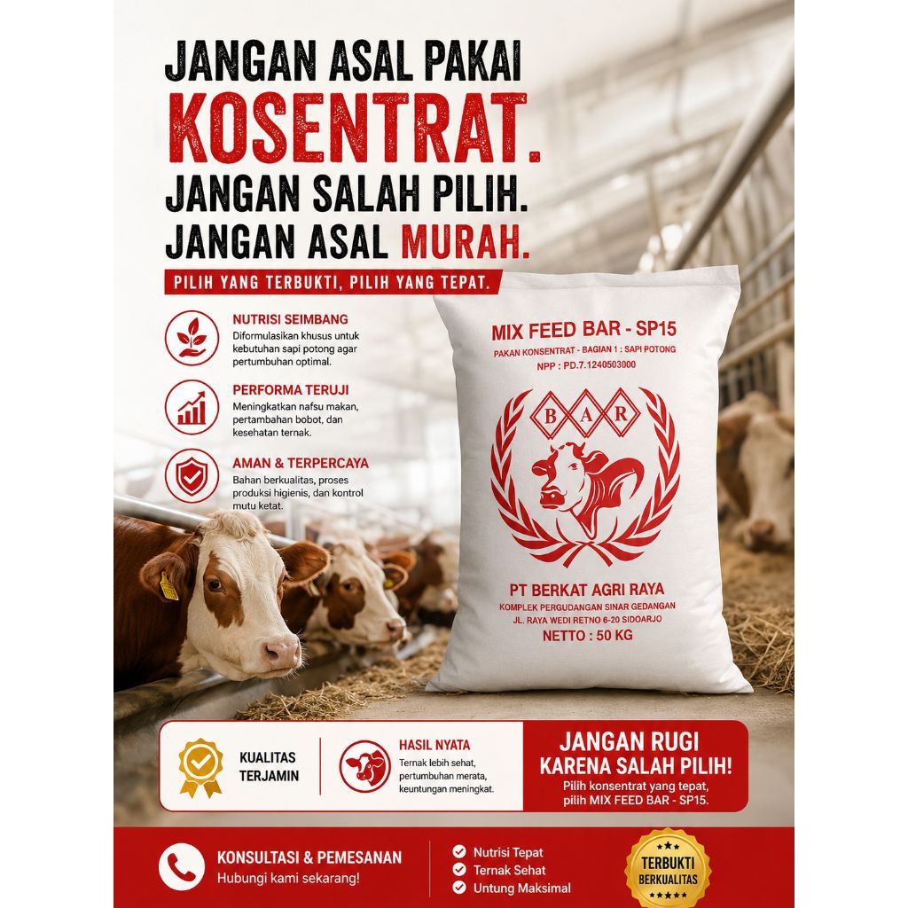 kosentrat penggemukan kelinci kambing sapi mixfeed sp15