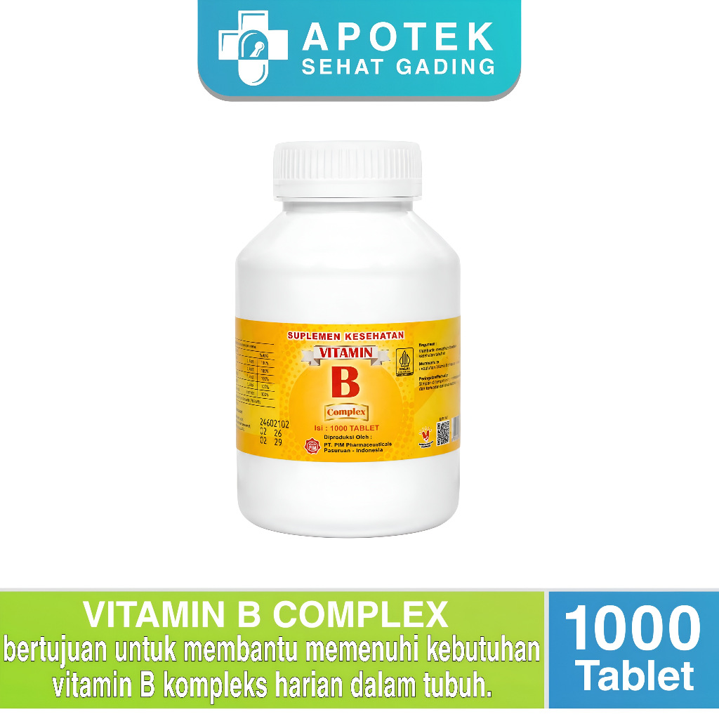 VITAMIN B COMPLEX Tablet Melengkapi Kebutuhan Vitamin B1 B2 B6 Panthotenat 1000 Tablet