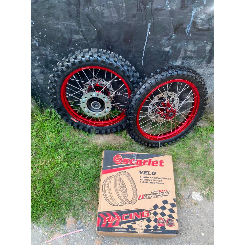 Paket Roda Set Trabas  RBT CRF 150 Velg Scarlet Ring 17 BAn Trabas Baru