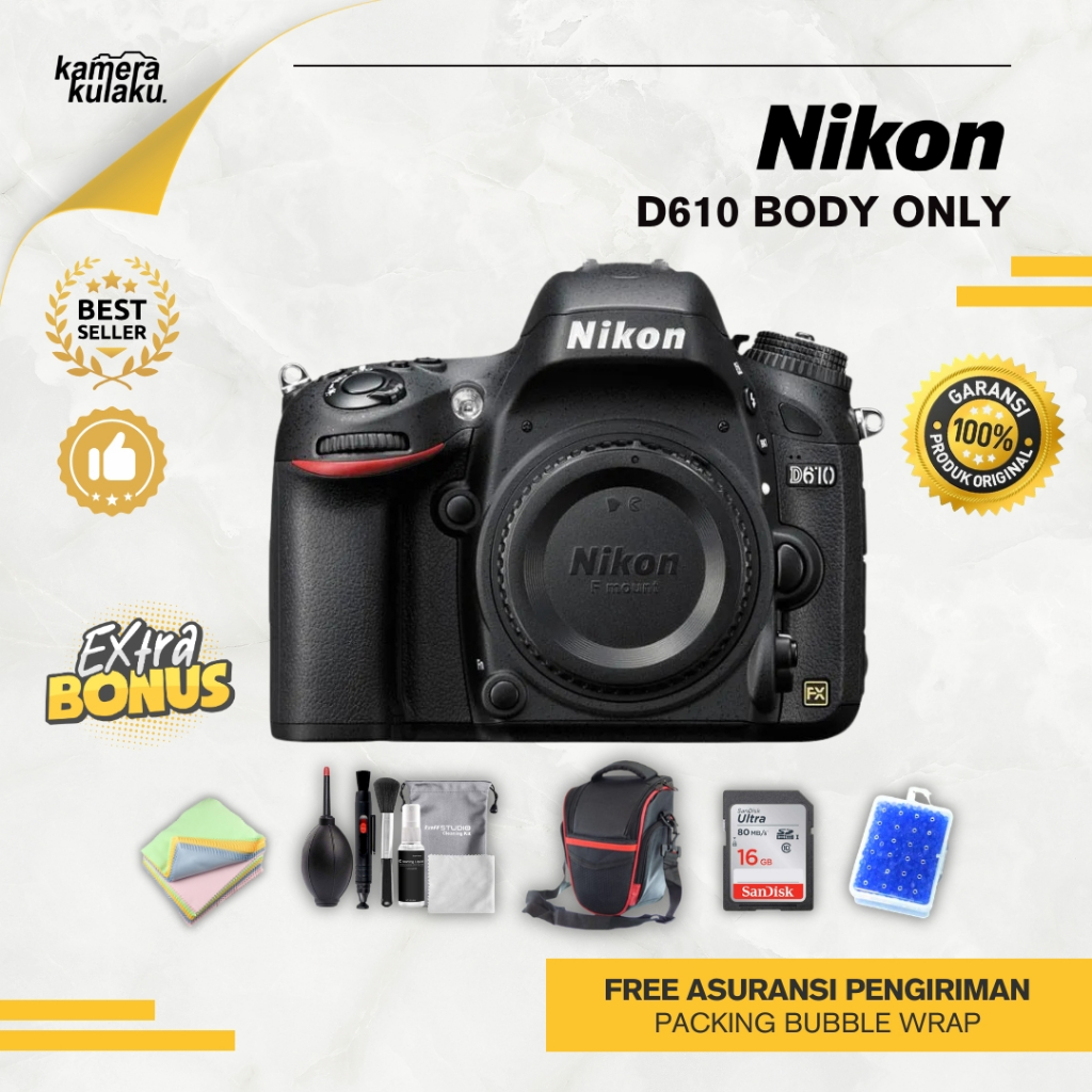 Nikon D610 Body Only Fullset Box - Bukan D750, D780, D850, D5000, D5100, D5200, D5300, D5500, D5600