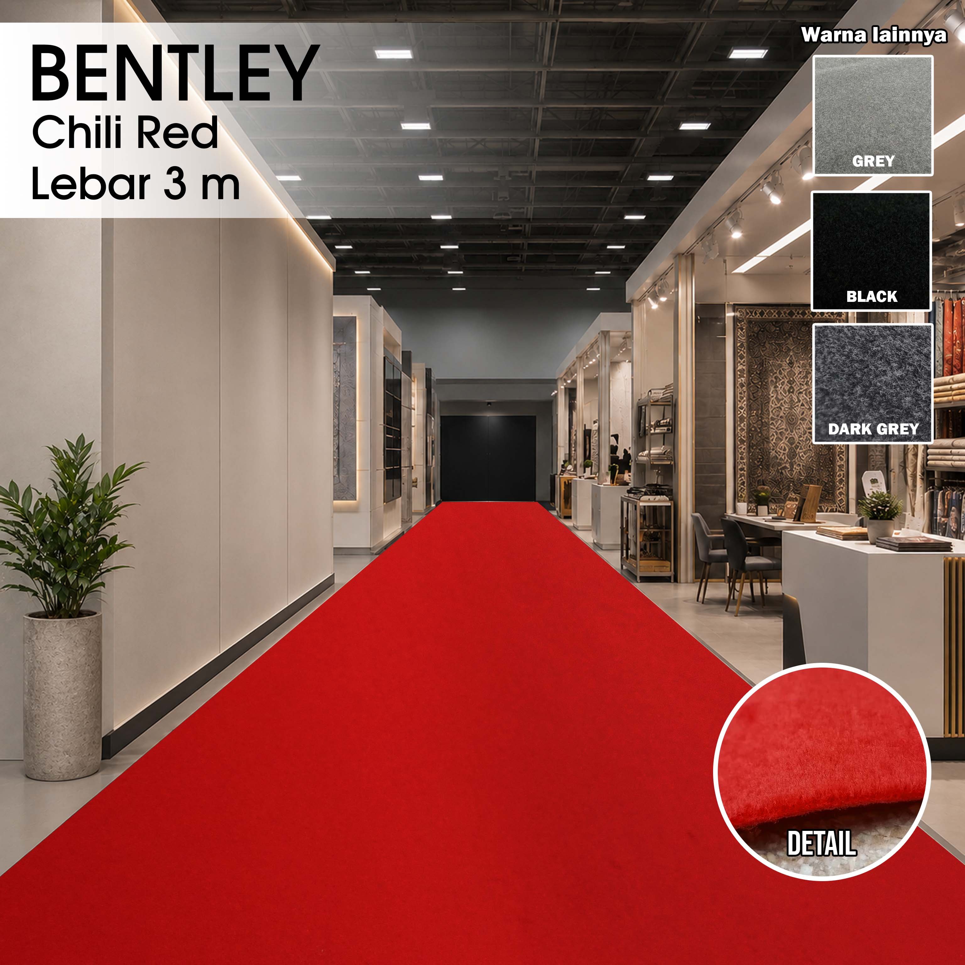 BENTLEY Karpet Non Woven Tebal [METERAN] 4m x 3 meter (Lebar 3 meter)