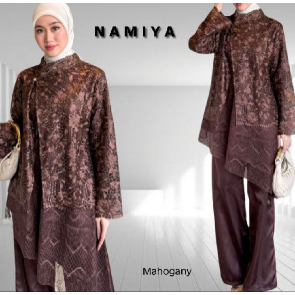 NAMIYA SETELAN CELANA ONESET TUNIK SETCEL PESTA BUSANA MUSLIMAH SERAGAMAN BRIDESMAID NIKAHAN LAMARAN