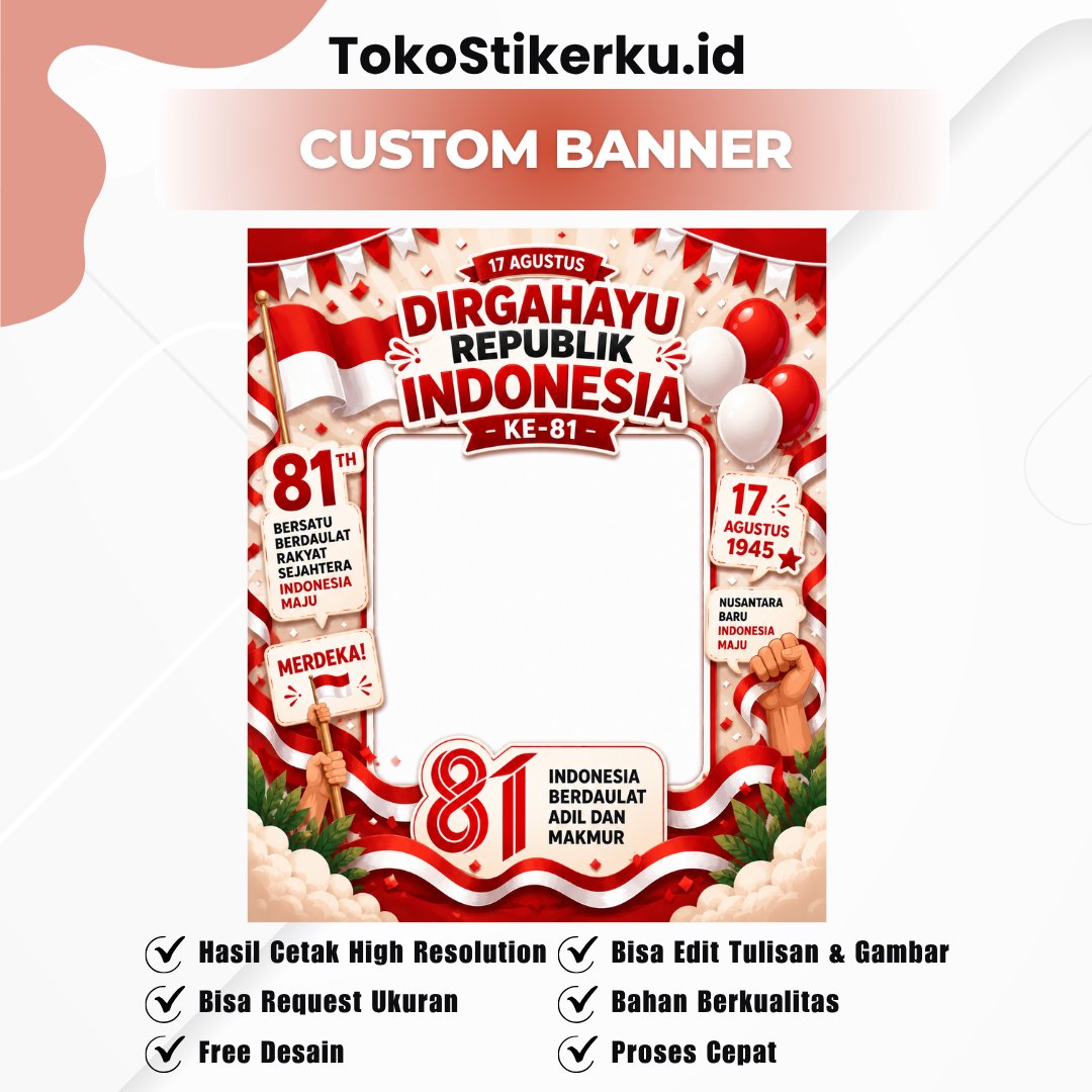BANNER KEMERDEKAAN PHOTOBOOTH 17AN - BANNER17AN - HUT RI 81 TANPA PO BISA CUSTOM