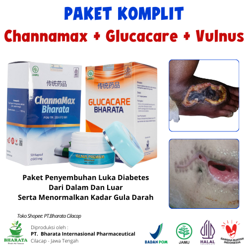 PAKET CHANNAMAX BHARATA + GLUCACARE BHARATA + SALEP VULNUS PREMIUM BHARATA