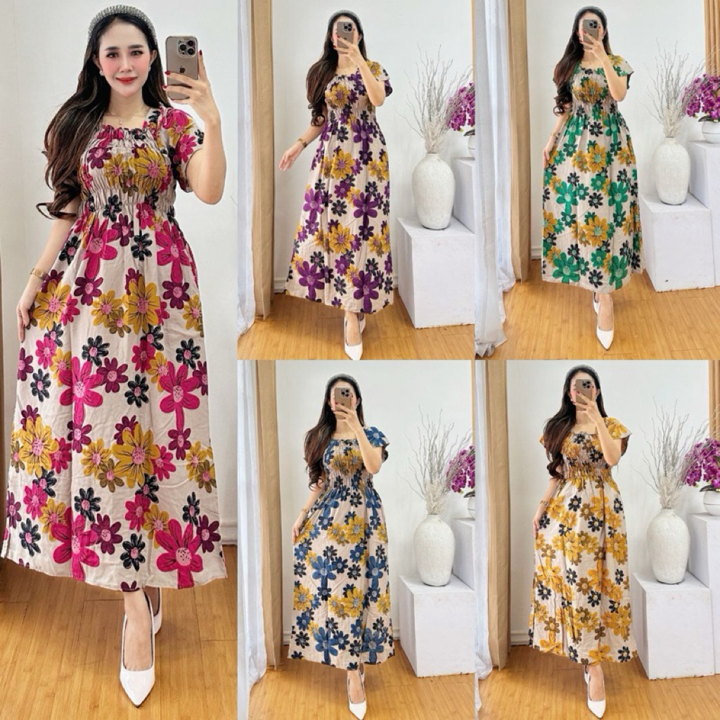 Daster Serut Dada Terbaru Busui Bumil Dress Elsa Serut Dada Rayon
