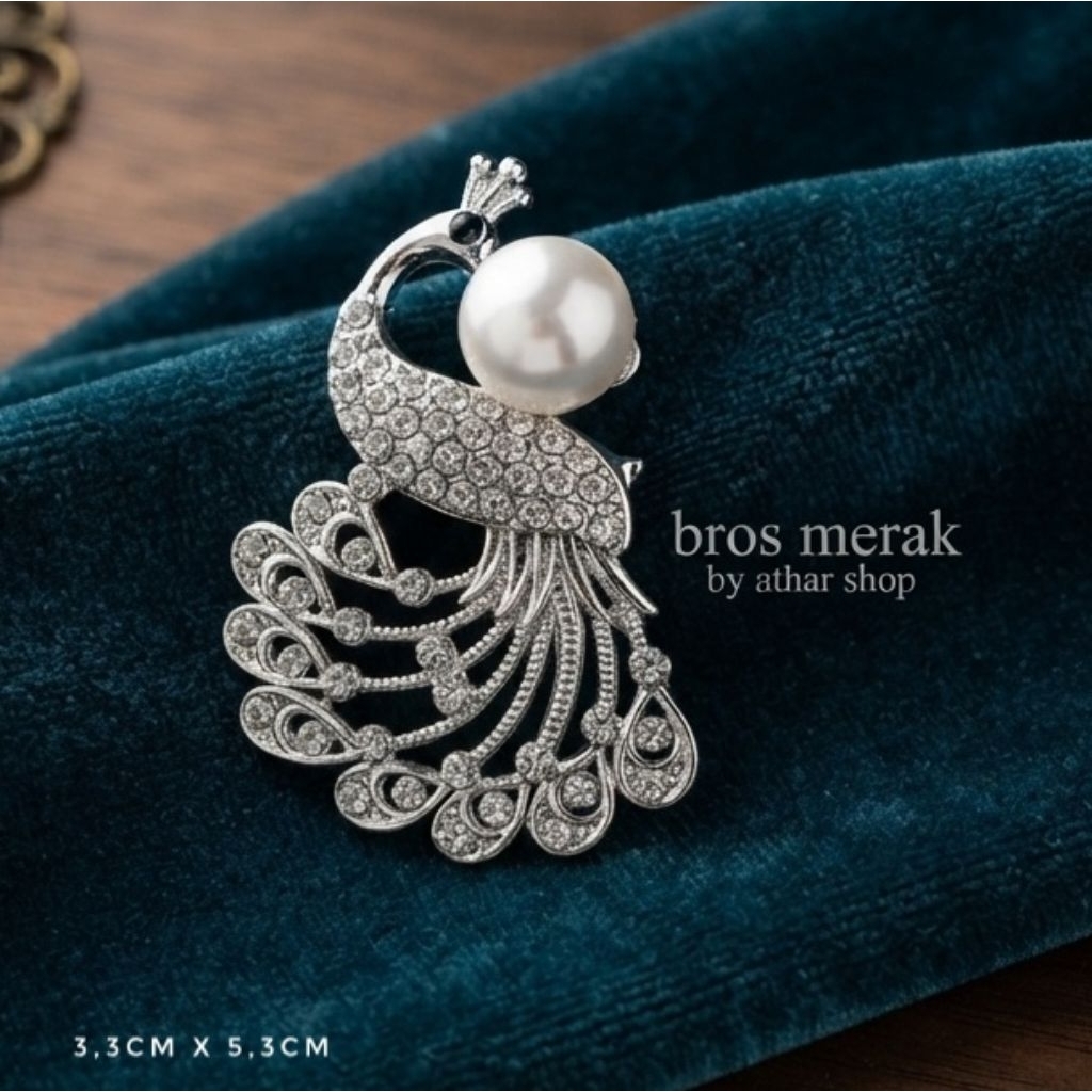 Pin Bros Merak Multifungsi Bross Untuk Jilbab selendang Kebaya Bahan Kokoh Warna Emas Perak Peniti T