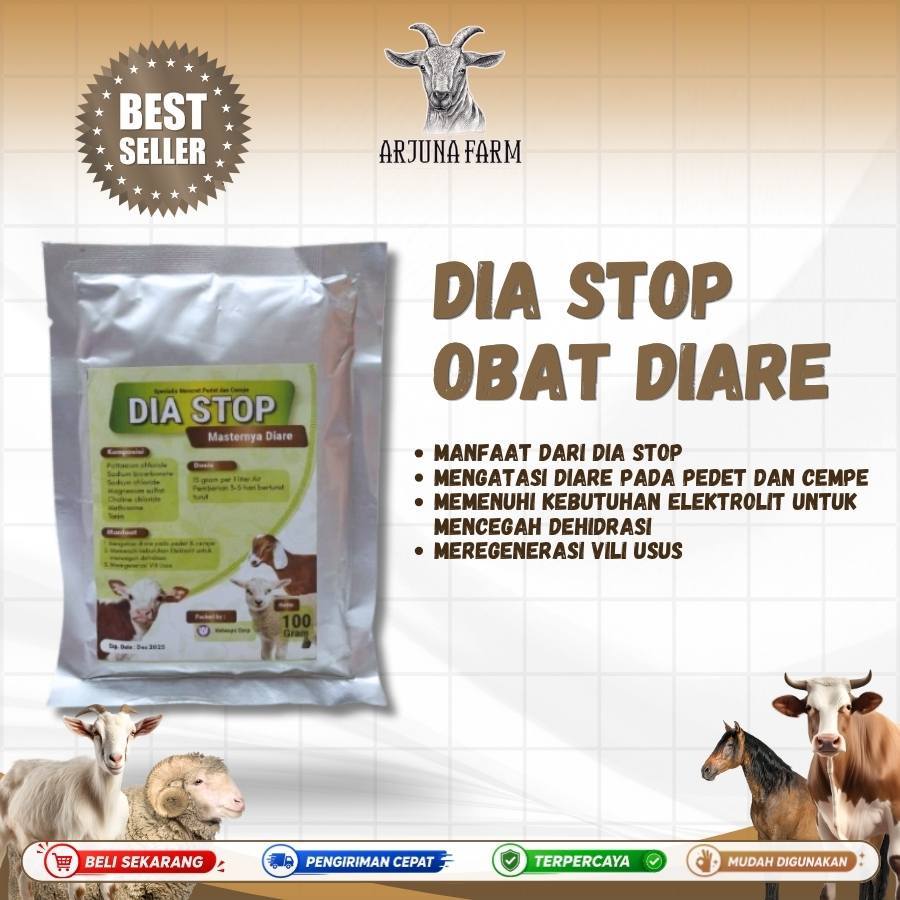 DIA STOP 100 GRAM - Obat Diare Mencret Sapi Kambing Domba Pedet Cempe - Obat Mencret Kambing - Obat 