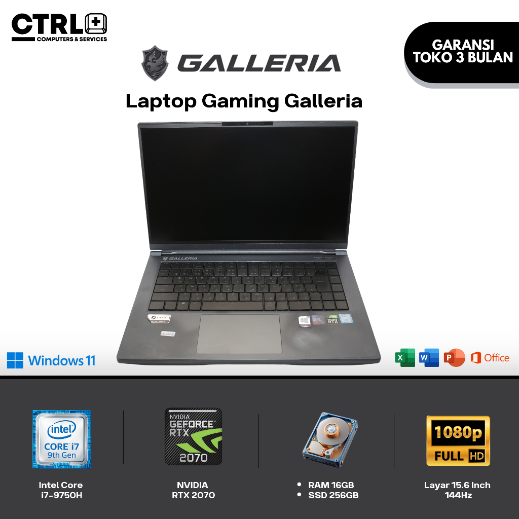 Laptop Gaming Galleria i7 gen 9 ram 16gb nvme 256gb RTX 2070 8GB MAX-Q