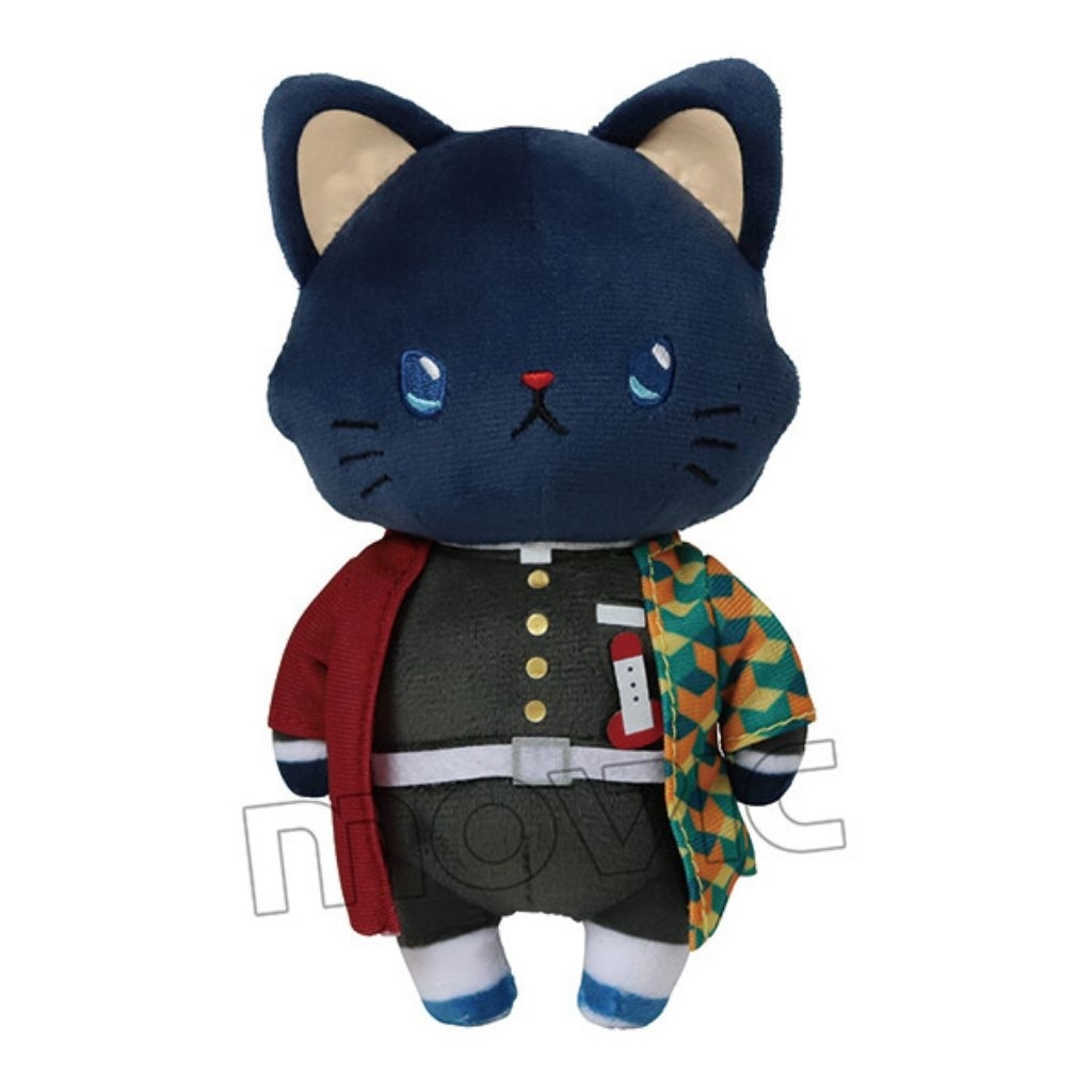 Boneka Demon Slayer Tomioka Giyuu withCat Plush Mascot Keychain