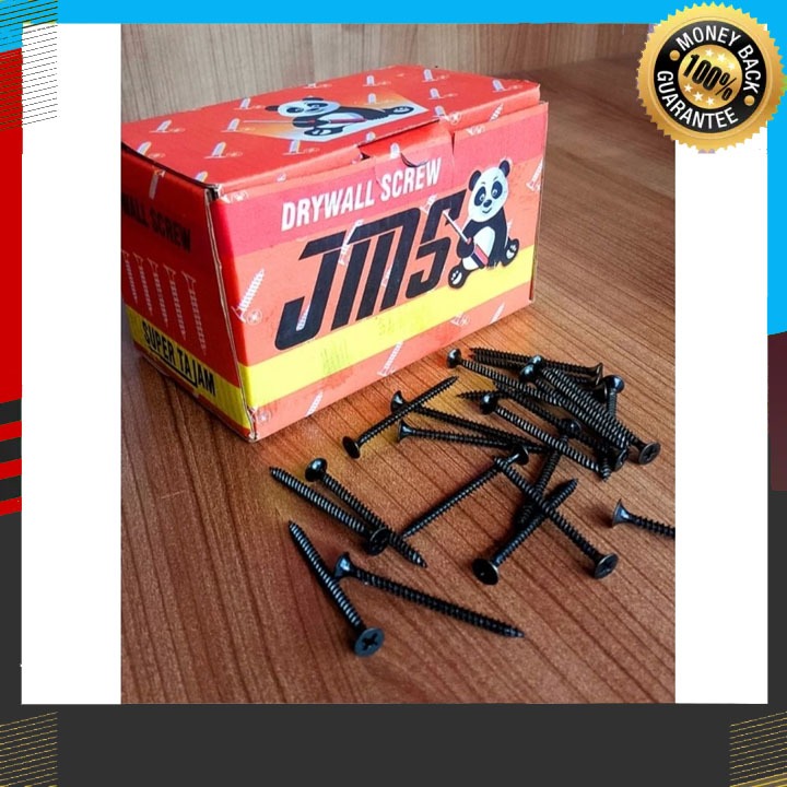 1 Box Sekrup Gypsum JMS Drywall Screw Hitam | Sekrup GRC | Sekrup Triplek | Baut Gypsum Super Tajam 