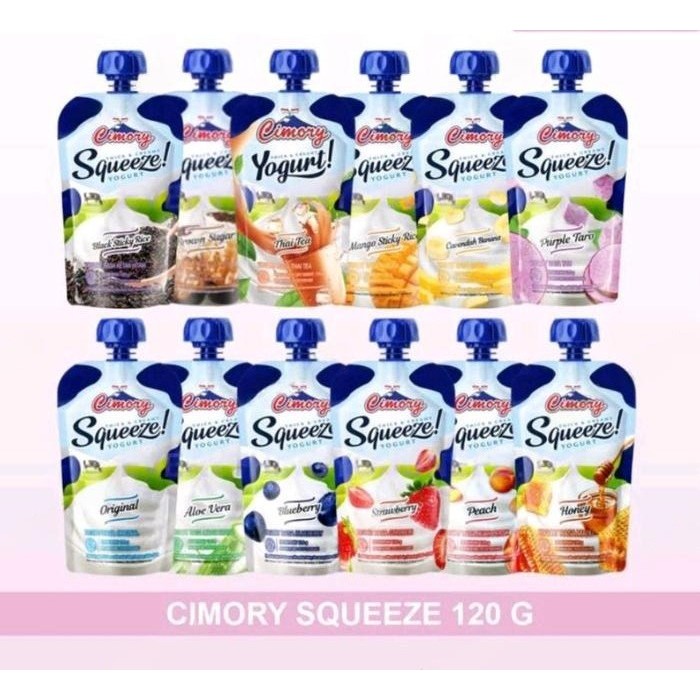 CIMORY YOGURT SQUEEZE 120GR ALL VARIAN RASA ORIGINAL BANANA MANGO PEACH