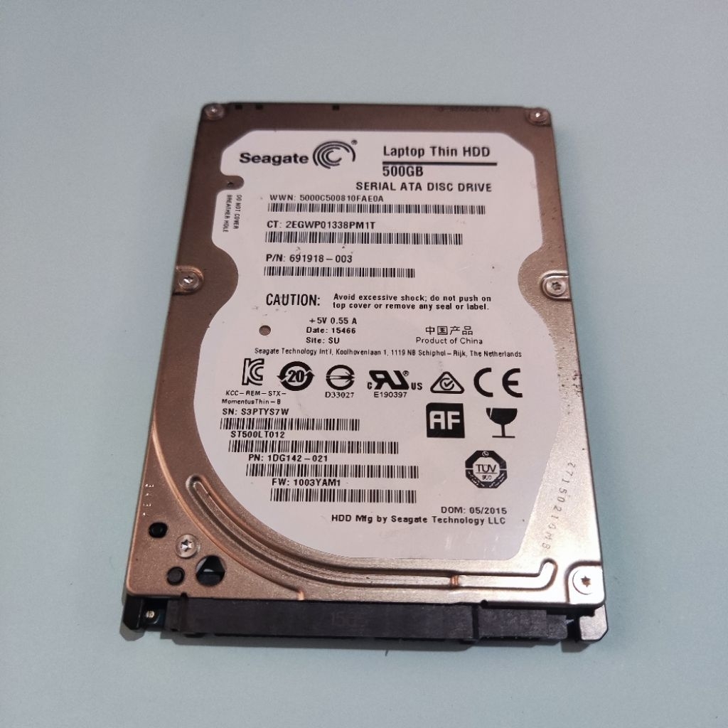 Hardisk Laptop 500GB Seagate Laptop Thin HDD Copotan Unit - Health 88% Normal
