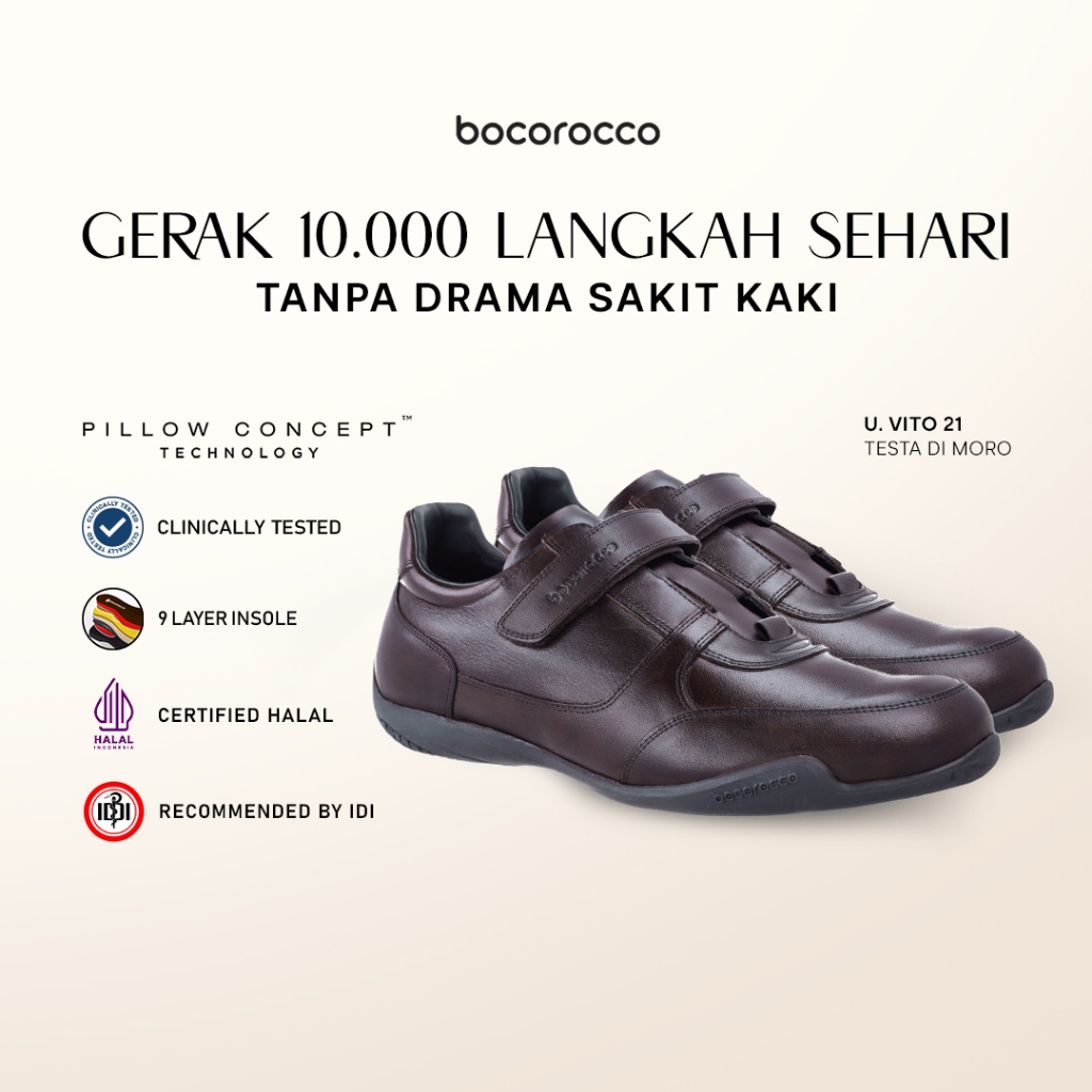 Bocorocco U. Vito 21 Testa Di Moro - Sepatu Sneakers Pria Leather Kulit Asli  - Halal & Nyaman